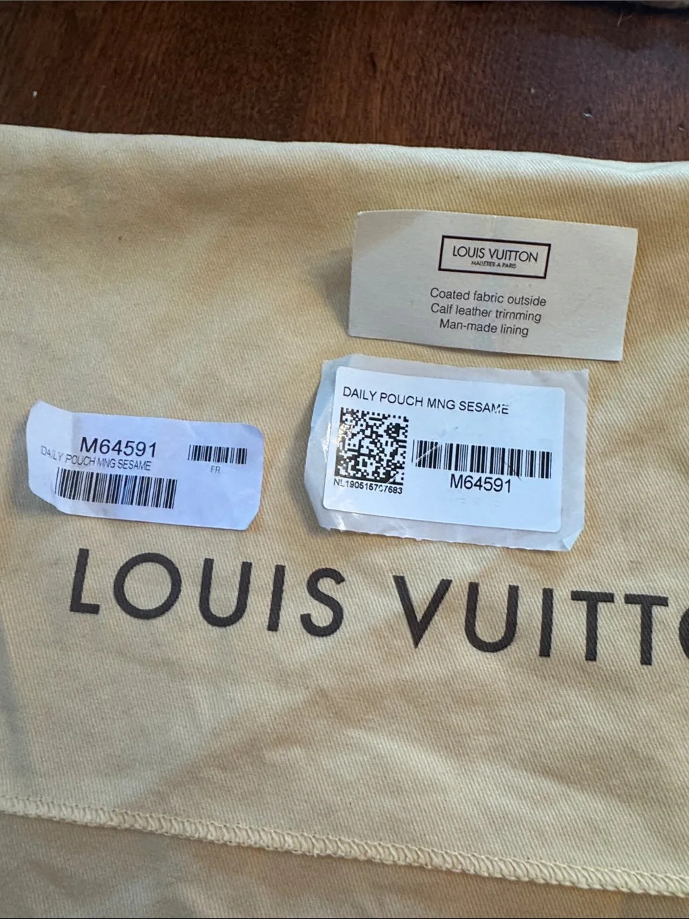 Louis Vuitton Monogram Canvas Daily Pouch MNG with sesame trim